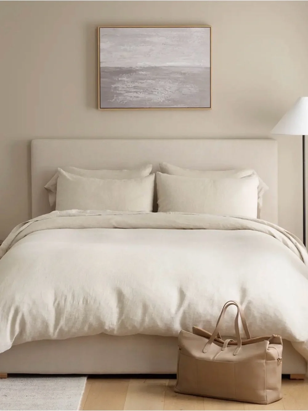 NWOT Quince European Linen Chambray 3 Pc Duvet Cover Set, Full/Queen (Natural)